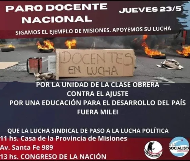 Apoyemos la lucha de los compañeros y compañeras de Misiones. Todos al paro nacional